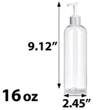 Clear Plastic PET Slim Cosmo Bottle with Silver Lotion Pump (12 Pack)