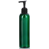 Green Plastic PET Slim Cosmo Bottle with Black Lotion Pump - 8 oz (12 Pack)