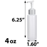 Natural Clear Plastic HDPE Squeeze Bottle with Silver Lotion Pump (12 Pack)