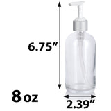 Clear Glass Boston Round Bottle with Silver Lotion Pump (12 Pack)