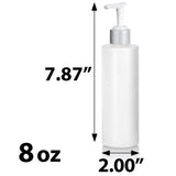 White Plastic HDPE Cylinder Squeeze Bottle with Silver Lotion Pump (12 Pack)