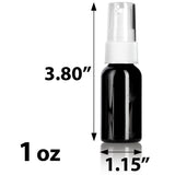 Black PET Plastic Boston Round Bottle with White Treatment Pump (12 Pack)