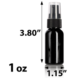 Black Plastic PET Boston Round Bottle with Black Treatment Pump - 1 oz (12 Pack)