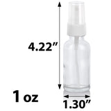 Clear Thick Plated Glass Boston Round Bottle with White Fine Mist Sprayer (12 Pack)
