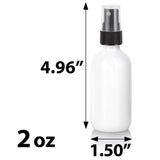 Opal White Glass Boston Round Bottle with Black Fine Mist Sprayer (12 Pack)