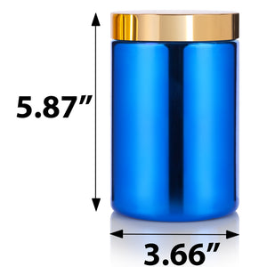 Blue Metallic HDPE Plastic 25 oz Jar (12 Pack)