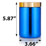 25 oz Blue Metallic HDPE Plastic Jar with Lid (12 Pack)