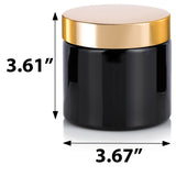 Black PET Plastic (BPA Free) Straight Sided Jar with Gold Metal Overshell Lid (12 Pack)