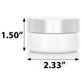 2 oz White PET Plastic Low Profile Jar with Silver Metal Overshell Lid