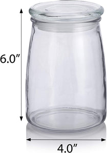 20 oz Clear Glass Candle Jar with Airtight Glass Lid+ Labels (6 Pack)