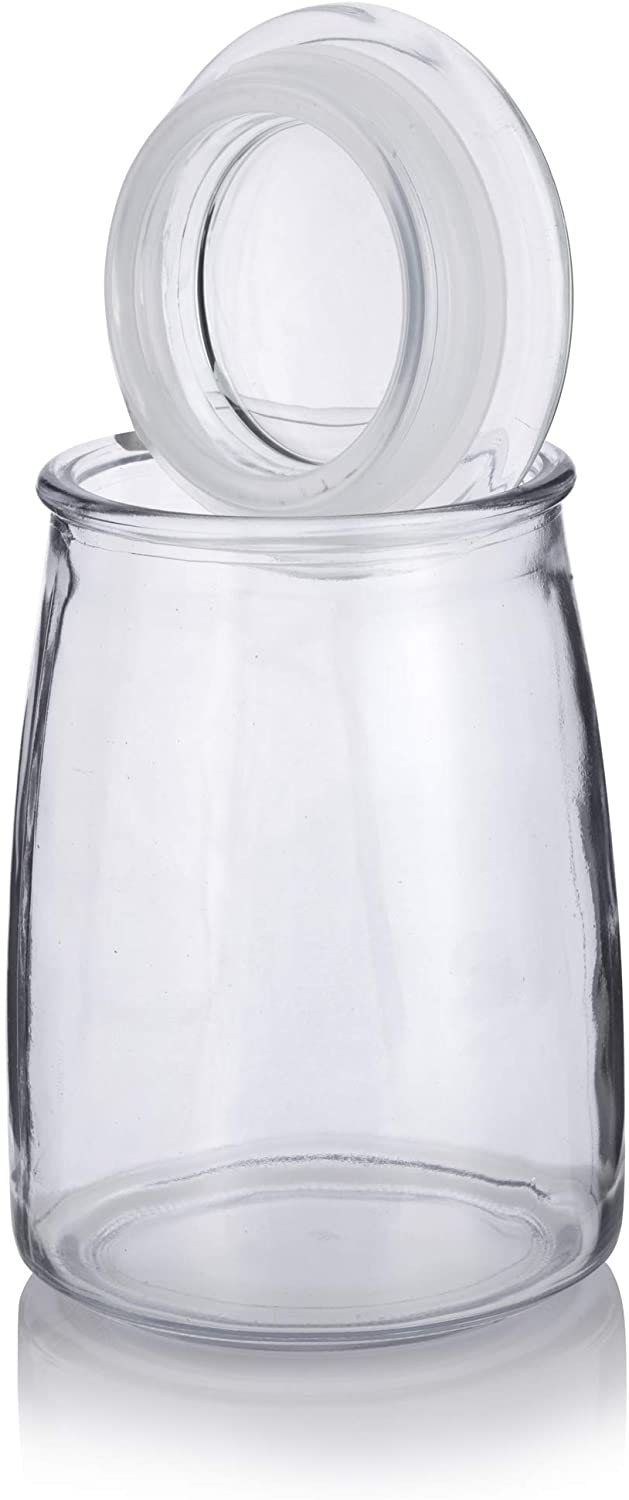 NEW Multipurpose Clear Glass Jars With Airtight Ribbed Accents Lids 20 oz.