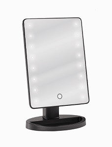 LED Light Table Top Beauty Vanity Mirror in Smooth Black Finish - JUVITUS