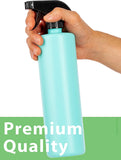Turquoise Mint Plastic HDPE Cylinder Squeeze Bottle with Black Trigger Spray (4 Pack)
