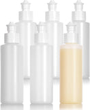 4 oz / 120 ml Clear Natural Refillable Plastic Squeeze Bottle with Push Pull Top (6 Pack)