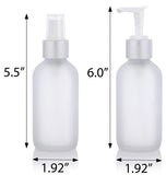 4 oz Frosted Clear Glass Boston Round Bottle Set with Matching Silver Metal Lotion Pump and Fine Mist Sprayer